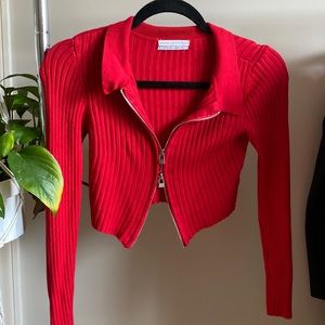 Red Urban Outfitters Double-zipper Crop Top